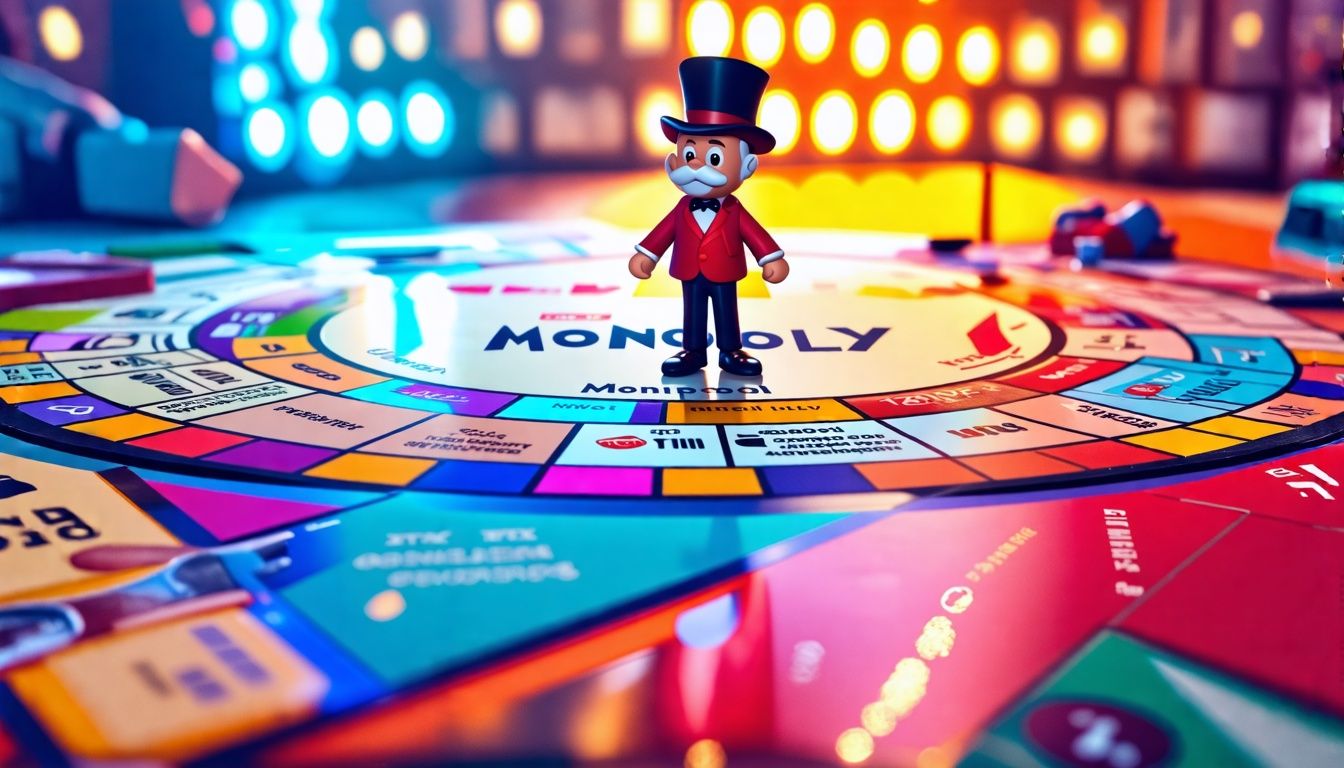 Un'immagine del gioco Monopoly Live con un tabellone colorato e interattivo.